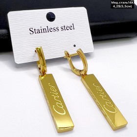 Сережки мед.сталь14К 10641 ( 5.5 см.) 